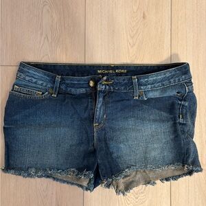 Michael Kors Indigo Frayed Hem Jean Shorts